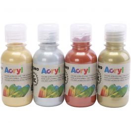PRIMO luxe acrylverf, metallic kleuren, 4x125 ml/ 1 doos [HOB-638397]