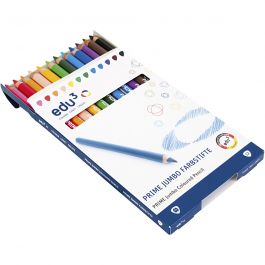 Crayons de Couleur Jumbo edu, ép. 10 mm, mine 6,25 mm, ass. de couleurs, 12 pièces/ 1 Pq. [HOB-409212]
