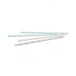 Jumbo Drinkrietjes Papier 23 cm, Ø 0,8 cm Pastel Gestreept (3.450 stuks) [GB-DCD00189]