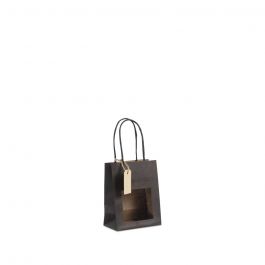 Cadeautasjes met venster en tag 11,5+6,4x14,5cm Zwart (100 stuks) [FP-DPT100]