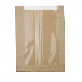 Sac Papier à fenêtre Verticale brun 20 + 5x26,7 cm (500 pièces) [GB-DRE02231]