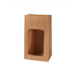 Sachets Kraft Ecologiques brun avec fenêtre 9.5x5.5x18 cm (500 pièces) [GB-DRE03941]