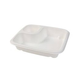Snack- & dipschaal van suikerriet 2 vakken, 16,5x19 cm (500 stuks) [GB-DTW01445]
