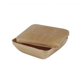 Schalen Palmware® 18x5x18 cm 800 ml, met deksel vierkant (60 stuks) [GB-DTW05465]