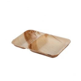 Assiette Feuille de palmier 2 compartiments, 25x15cm (200 pièces) [GB-DTW05580]