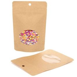 Doypack Compostable Kraft avec fenêtre oval 10,2x6x15,2cm 57 grammes (100 pièces) [ZBGEO2K]