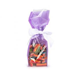 Blokbodemzakken Neon Paars 7x5,1x25,4 cm met Papieren kaart (100 stuks) [FGPB17NP]