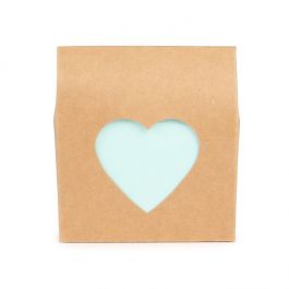 Boite Kraft Avec fenêtre en forme de cœur 8,9x3,8x10,2 cm (25 pièces) [FS343]