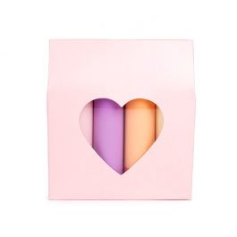 Boite Kraft Rose Avec fenêtre en forme de cœur 8,9x3,8x10,2 cm (25 pièces) [FS344]