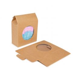 Boite Kraft Avec fenêtre ronde 10,5x4,4x13,3 cm (25 pièces) [FS346]