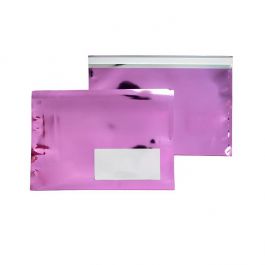 Verzendenveloppen Metallic Roze Met Venster 24,1x15,2cm (100 Stuks) [MMW96PK]
