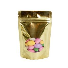Doypack or métallisé avec fenêtre ovale 10.2x6x15.2cm (57 g) (100 Pièces) [ZBGMO2SG]