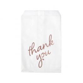 Sac Papier Blanc avec "Thank you" Rose Doré 12,7x20,3cm (100 pièces) [GPB58RT]