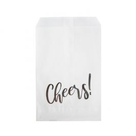 Papieren Zakken Wit Met Zilveren Cheers Bedrukking 12,7x20,3 cm (100 Stuks) [GPB58SCH]