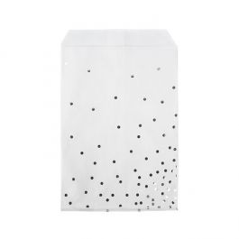 Papieren Zakken Wit Met Zilveren Stippen 12,7x20,3 cm (100 Stuks) [GPB58SD]