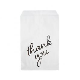 Papieren Zakken Wit Met Zilveren Thank You Bedrukking 12,7x20,3 cm (100 Stuks) [GPB58ST]