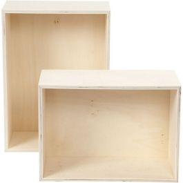 Boîtes de rangement, rectangle, h: 27+31cm, l: 19,5+22,5cm, triplex, 2pièces, prof. 12,5cm [HOB56160]