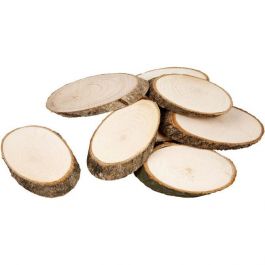 Houten schijf met bast, circa 7,5x4,5 cm, dikte 8 mm, 20stuks [HOB56791]