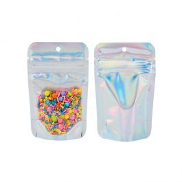 Stazakken Transparant/Iridescent/Holographic 7,9x5,1x13cm Met Ophanggat (25 Stuks) [ZBGH1C]