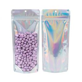 Stazakken Transparant/Iridescent/Holographic 10,8x6x23,8cm Met Ophanggat (25 Stuks) [ZBGH1NC]