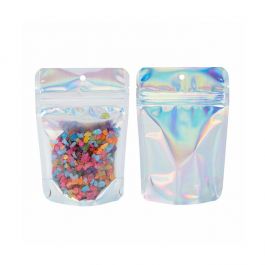 Stazakken Transparant/Iridescent/Holographic 10,2x6x15,2cm Met Ophanggat (25 Stuks) [ZBGH2C]