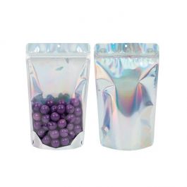 Stazakken Transparant/Iridescent/Holographic 17,1x8,9x28,6cm Met Ophanggat (25 Stuks)[ZBGH4C]