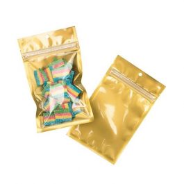 Sachet zip à trou de suspension transparent/or 9,2x12,7cm (100 pièces) [HZB4CG]
