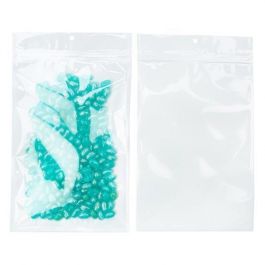 Sachet zip à trou de suspension transparent/blanc 15,2x23,5cm (100 pièces) [HZB7CW]
