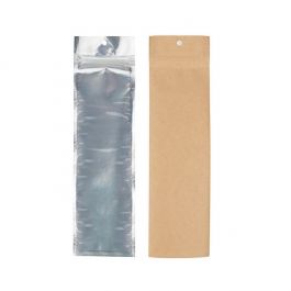 Sachet zip Transparent/Kraft 6,4x22,9 cm (100 pièces) [HZBB1CK]
