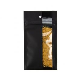 Sachet zip noir Mat Avec Fenêtre Verticale 7,6x11,4cm (100 pièces) [HZBV3MB]