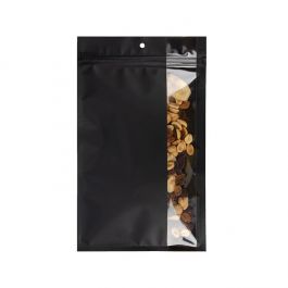 Sachet zip noir Mat Avec Fenêtre Verticale 15,2x23,5cm (100 pièces) [HZBV7MB]