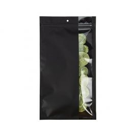 Sachet zip noir Mat Avec Fenêtre Verticale 17,8x30,5cm (100 pièces) [HZBV8MB]