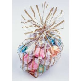 Bedrukte Zakken Streep Goud 8,9x5,1x19,1cm met zijvouw (100 stuks) [G3VSG]