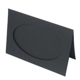 Kaarten Zwart met 10 1/2x16,3 Ovale uitsnede - Buitenmaat voor 12,5x17,5 print, 240g 13x17,8cm (25 stuks) [PJ42121]