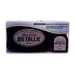 Set tampon encreur argent métallique StazOn avec recharge 1 Pièce) [SZ-000-192]