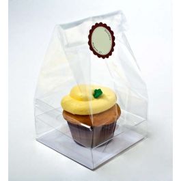 Cupcake Zakken voor 1 Stuk met Papieren Kaart 10.2x10.2x22.9cm (100 Stuks) [CBG4XL]