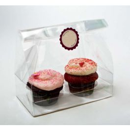 Cupcake Zakken voor 2 cupcakes met Papieren Kaart 17.8x10.2x22.9cm (100 Stuks) [CBG5]