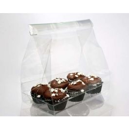 Cupcake Zakken voor 6 Mini Cupcakes Met Kaart 17.8x10.2x22.9cm (100 Stuks) [CBG6]