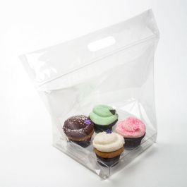 Draagtassen voor 4 Cupcakes 36,8x17,8x28,6cm met Gripsluiting (100 stuks) [CZHB2O]
