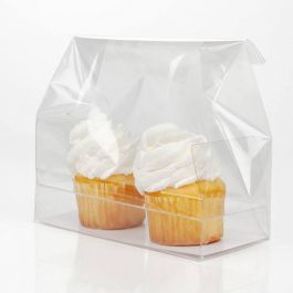 Cupcake Zakken voor 2 Mini cupcakes met kaart 12.7x5.7x12.7cm (100 Stuks) [CBG9]
