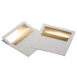 Enveloppen Wit met Goud Geplastificeerd 18,4x13,3cm (50 stuks) [E400]