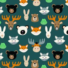 Rouleau Papier Cadeau Vert Couché Dessin Animaux Sauvages (1 pièce) [FP-IO4433]
