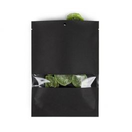 Kraft Zakken Zwart Milieuvriendelijk 15,2x22,9 cm Met Venster en Sealbaar (100 Stuks) [KHS69BKW]
