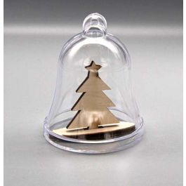 Cloche de Noël en acrylique avec un arbre en bois 7,2 x 8,8 cm (25 pièces) [PEP-0554321]
