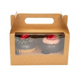 Cupcake dozen set kraft voor 2 Cupcakes 17,8x10,2x10,2cm (100 Sets) [CBS173K]