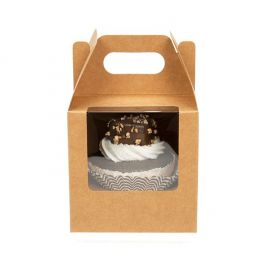 Cupcake dozen set kraft voor 1 Cupcake 10,2x10,2x10,2cm (100 Sets) [CBS57K]