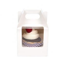 Cupcake dozen set Wit kraft voor 1 Cupcake 10,2x10,2x10,2cm (100 Sets) [CBS57W]