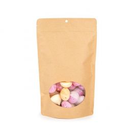Doypackes Kraft Compostable 17.1x8.9x28.6cm avec fenêtre ovale (100 pièces) [ZBGEO4K]