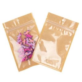 Sachet kraft avec face avant transparente 9.2 x 12.7 cm avec encoches (100 pièces) [HZB4KC]