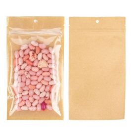 Sachet kraft avec face avant transparente 10.2 x 16.5 cm avec encoches (100 pièces) [HZB5KC]